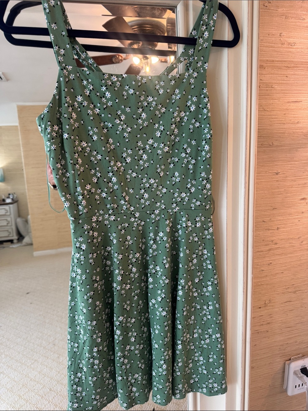 nine britton Green Floral Fit-and-Flare Mini Dress